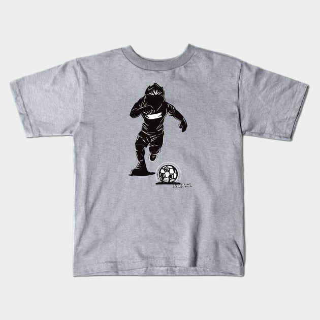 Footballer Sihouette7 Kids T-Shirt by BoldLineImages18